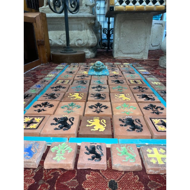 1930s Vintage 1930's Gladding McBean Tile Co. Wall Fountain With Lion Faced Spitter and Catalina Tile Company Tiles, 115 Pieces For Sale - Image 5 of 13