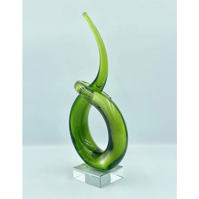 Italian Abstract Green Murano Glass Twist Sculpture, 1960s For Sale - Image 7 of 9