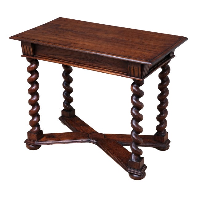 19th Century Baroque Oak Console Table with Twist Legs, Sweden For Sale