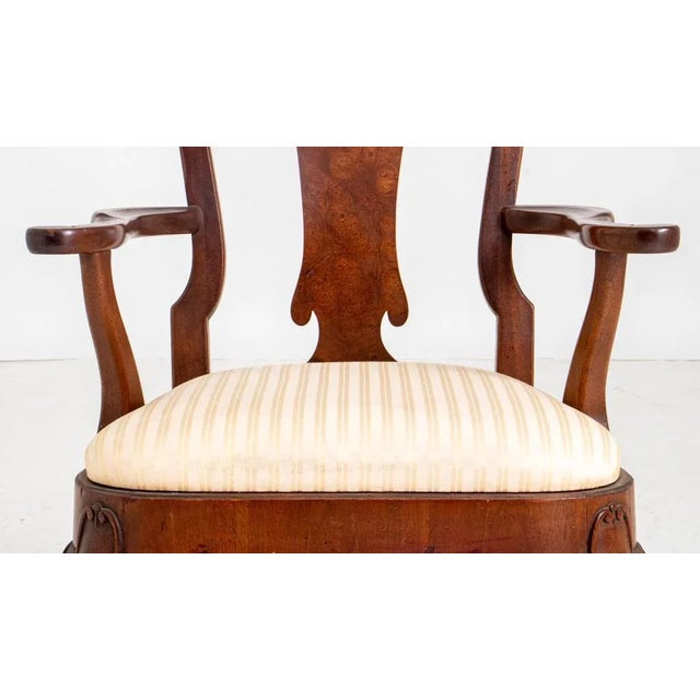 Brown Queen Anne Style Mahogany Open Armchair For Sale - Image 8 of 11