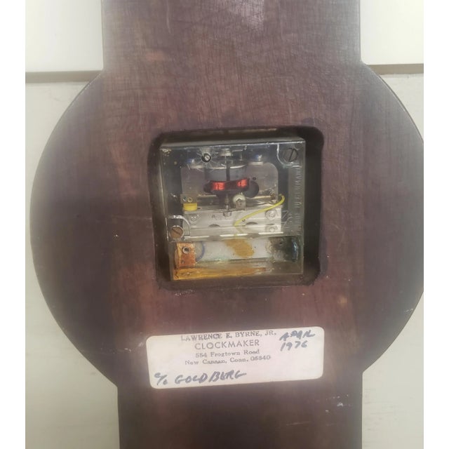 Brown Mid-Century English Inlaid Burlwood Barometer / Thermometer For Sale - Image 8 of 8