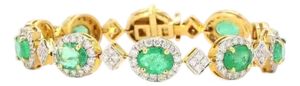 3.14 Carat Round Brilliant Cut Diamond Emerald Gold Bracelet