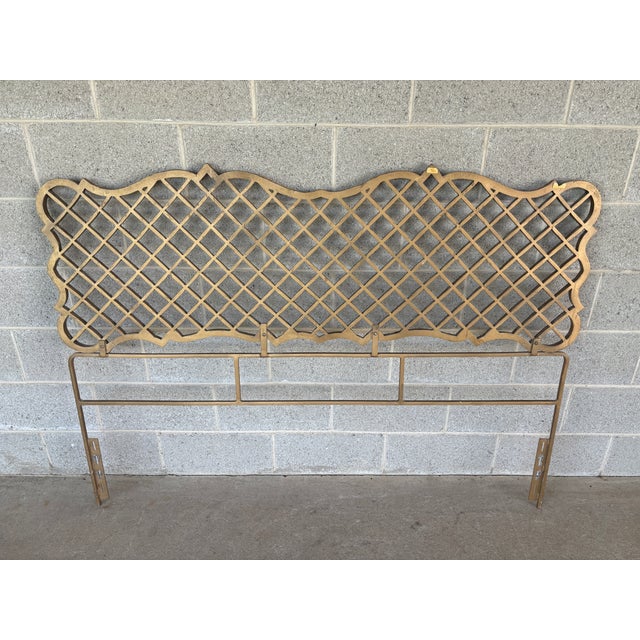 Mid 20th Century Hollywood Regency Cast Iron French Style Queen Size Headboard For Sale - Image 5 of 5