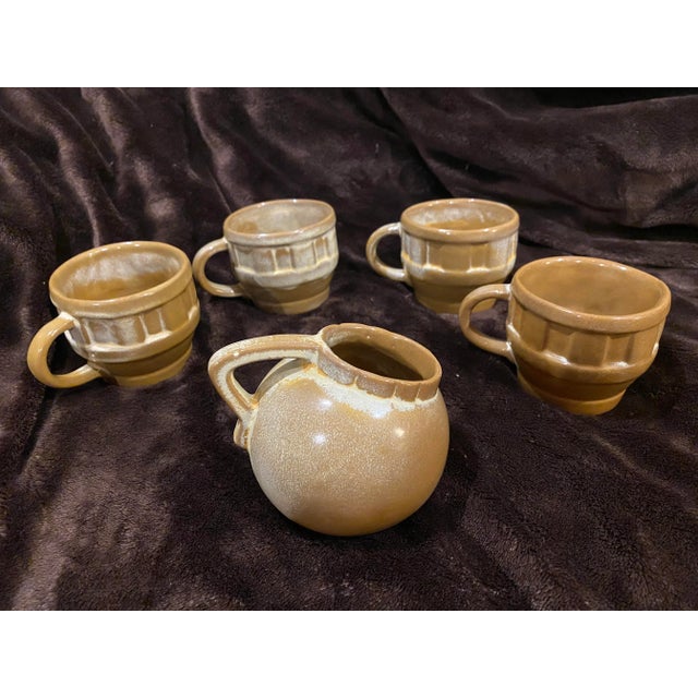 Camel Vintage Frankhoma Coffee Mug Set With Sugar Bowl- 5 Pieces For Sale - Image 8 of 8