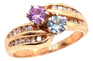 18 Karat Yellow Gold With Citrine Aquamarine and Diamond Accents Free Form Ring