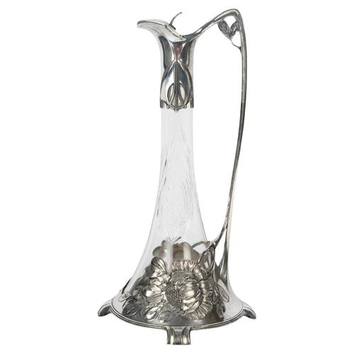 Art Nouveau Crystal and Silver-Plated Claret Jug from Orivit, 1900s For Sale - Image 10 of 10