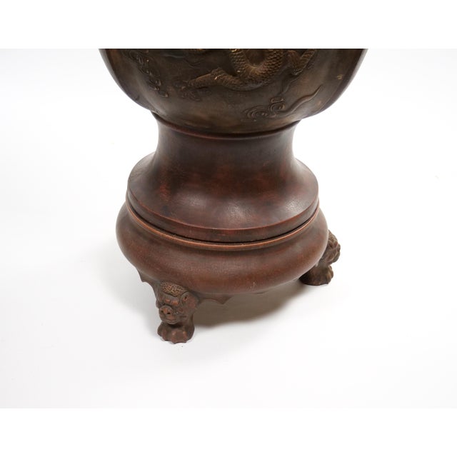 Antique Chinese Terracotta Dragon Vases / Footed Base, Late 19/Early 20th Century For Sale - Image 13 of 14