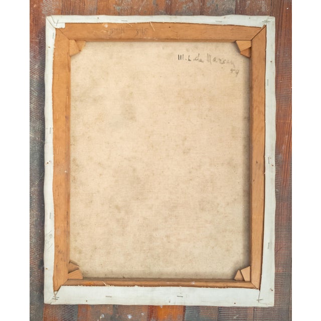 Textile Mid-Century French Impressionist Style Painting of a Young Lady For Sale - Image 7 of 8