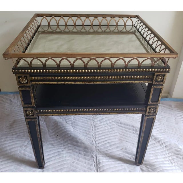 Black The Bradburn Vintage Neoclassical Giltwood Frame and Metal Ring Top With Distressed Mirror Insert For Sale - Image 8 of 8