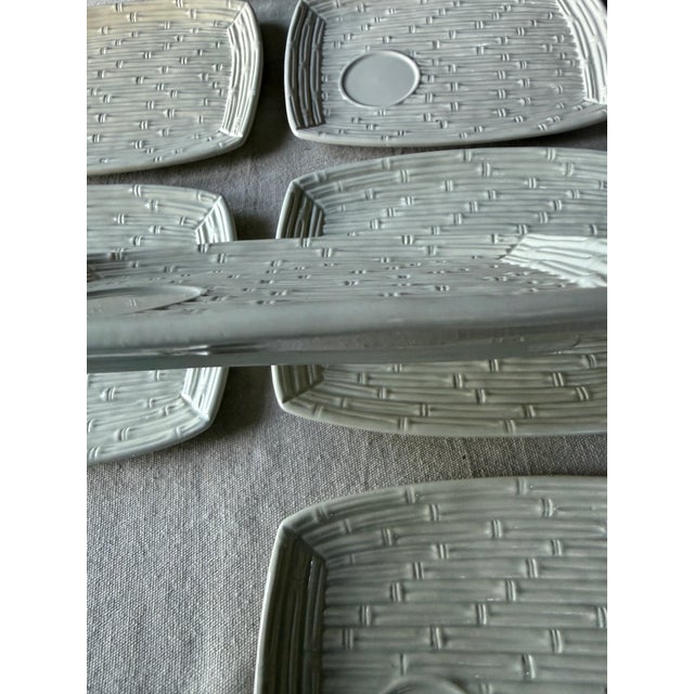 1980s Italian Bamboo Majolica Appetizer Plates - Set of Six For Sale - Image 12 of 12