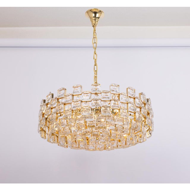 Large Gilt Brass Crystal Chandelier by Sciolari for Palwa, Germany, 1970s For Sale - Image 11 of 18