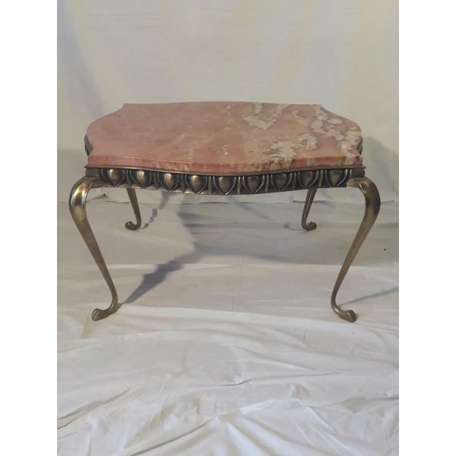 Mid-Century Brass and Marble Coffee Table For Sale - Image 4 of 4