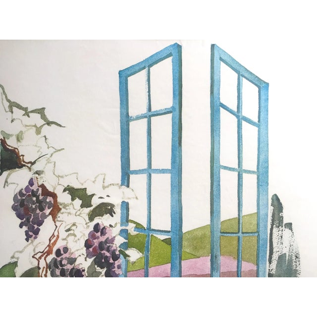 1980s Noal Betts Vintage 1980's " California Wine Country " Lithograph Print Framed Travel Poster For Sale - Image 5 of 13