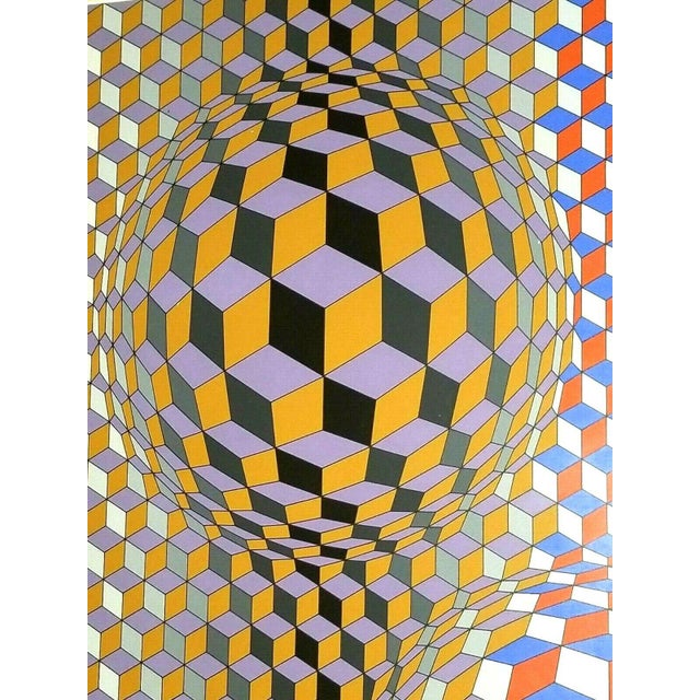 1980 "Nebulous" Op Art Abstract Silkscreen by Victor Vasarely, Framed For Sale - Image 12 of 13