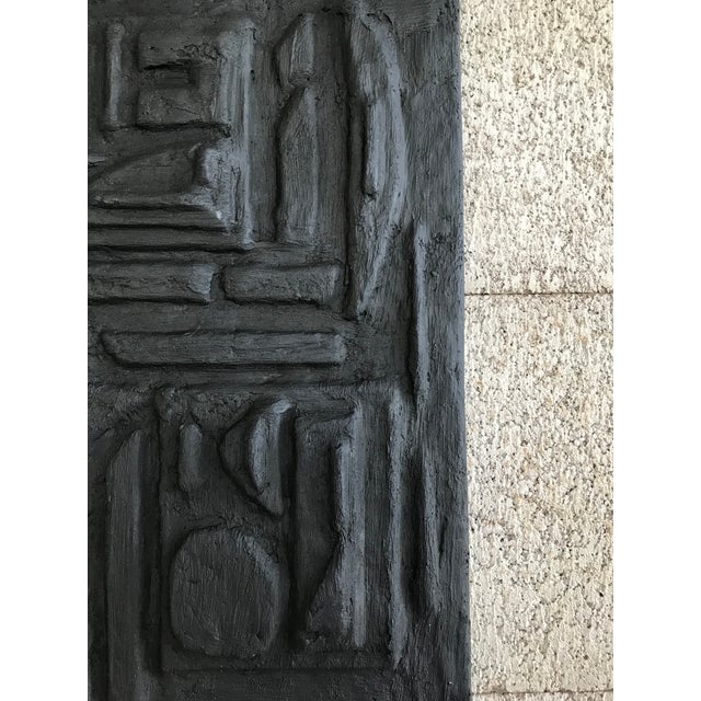 Black Plaster Sculptural Painting For Sale - Image 4 of 6