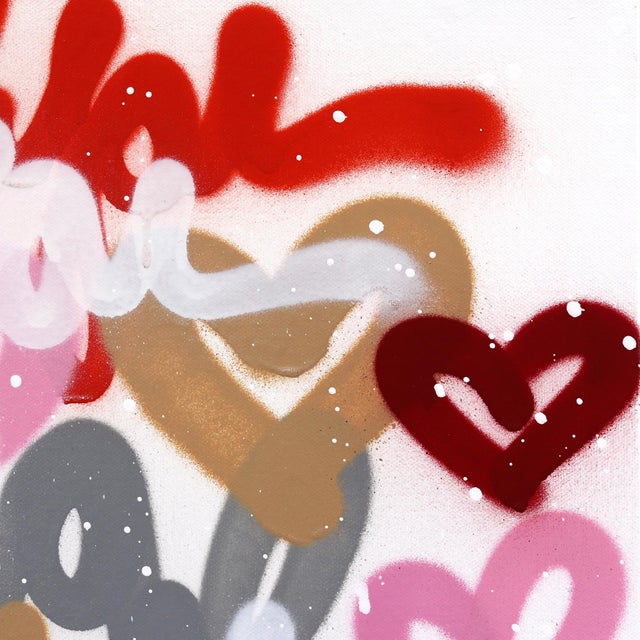 Abstract Sweet and Yummy - Pink Red Abstract Heart Graffiti Original Artwork by Amber Goldhammer For Sale - Image 3 of 9