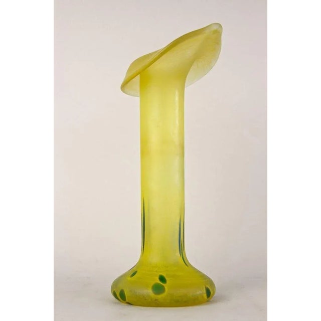 Green Art Nouveau Yellow Glass Vase, 1910s For Sale - Image 8 of 18