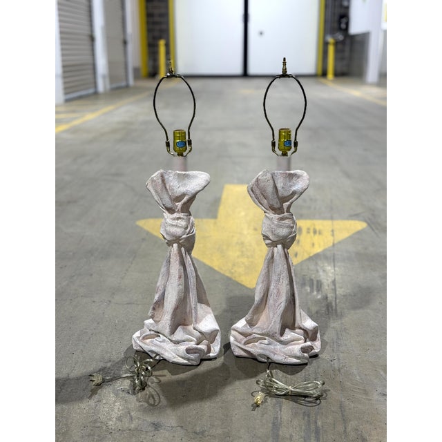 1970s 1970s Drapped Knotted Table Lamps After John Dickinson For Sale - Image 5 of 16