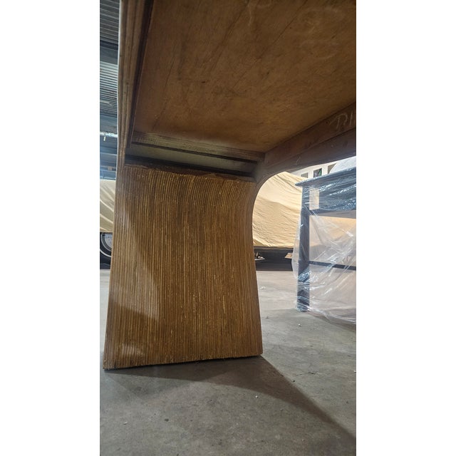 Wood Pencil Reed Console Table in the Style of Gabriella Crespi For Sale - Image 7 of 7