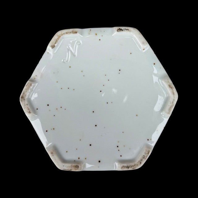 White Vintage Chinese Mid-Century Modern Famille Rose Hexagonal Ginger Jar Tea Caddy With Lid For Sale - Image 8 of 8