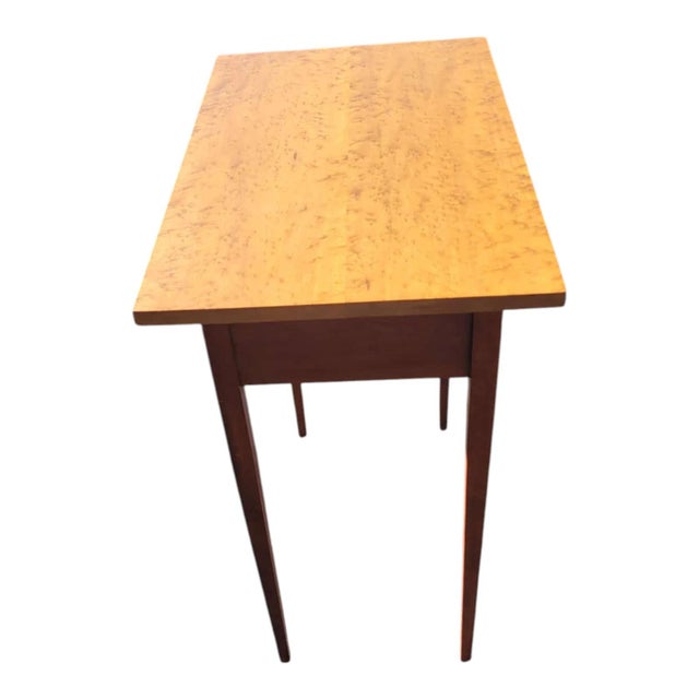Vintage 1970s Birdseye Maple Shaker Style Hall Table W/ Drawer – Solid Wood For Sale - Image 14 of 18