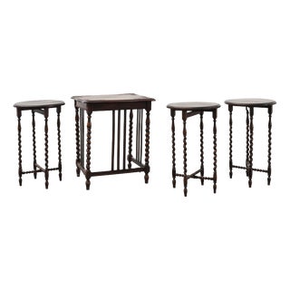 Oak Barley Twist Nesting Tables, England, 1900s, Set of 4 For Sale