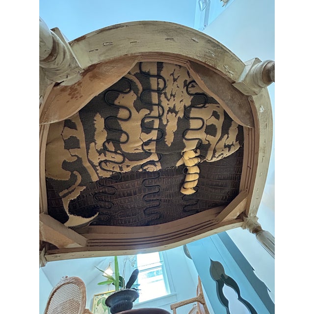 Animal Skin 1960s Round Back Louise XVI Leather Chair For Sale - Image 7 of 7