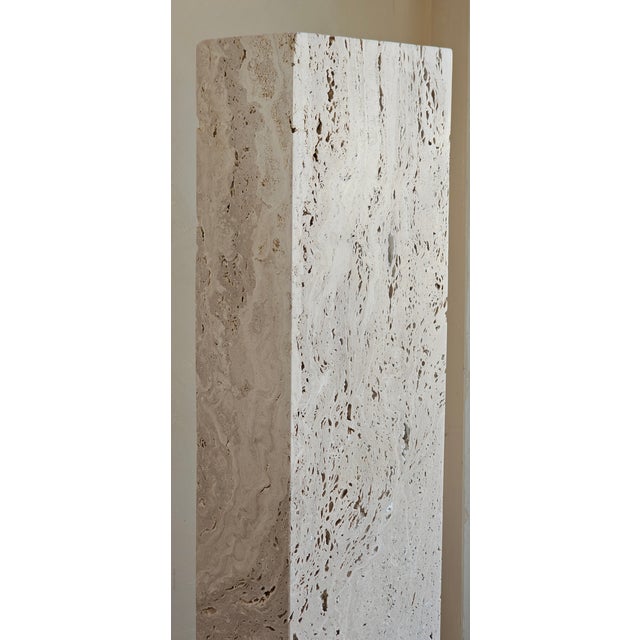 Mediterranean Travertine Pedestal Column For Sale - Image 3 of 5