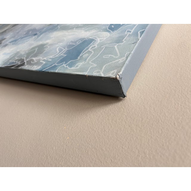 2010s Large-Scale Abstract Painting in Blue & Gray Tones For Sale - Image 5 of 6