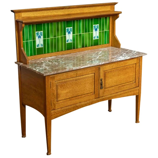 Arts and Crafts Oak Washstand For Sale