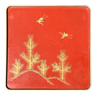 Early 20th Century Japanese Hand-Painted Lacquer Tea Tray For Sale