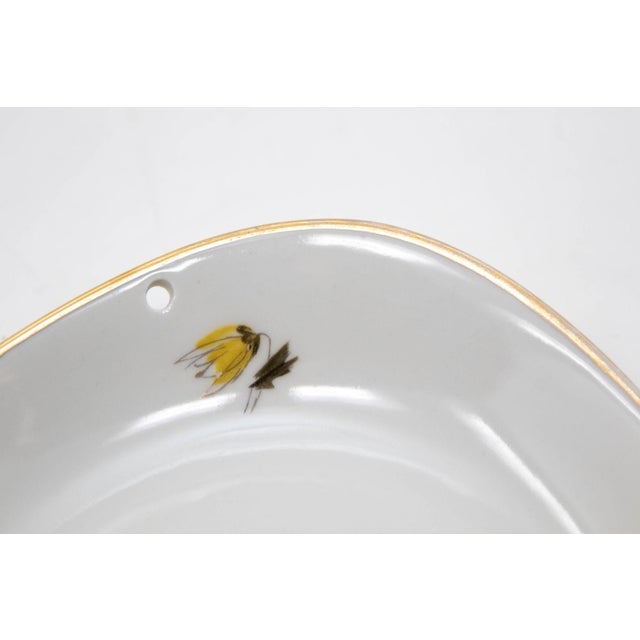 White Kronester Bavaria Triangular Porcelain Plate Vintage Handpainted Ceramic Germany For Sale - Image 8 of 10