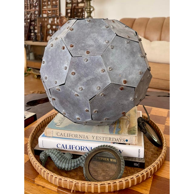 Monumental Vintage 32-Faceted Riveted Steel Geometric Sculpture For Sale - Image 11 of 11