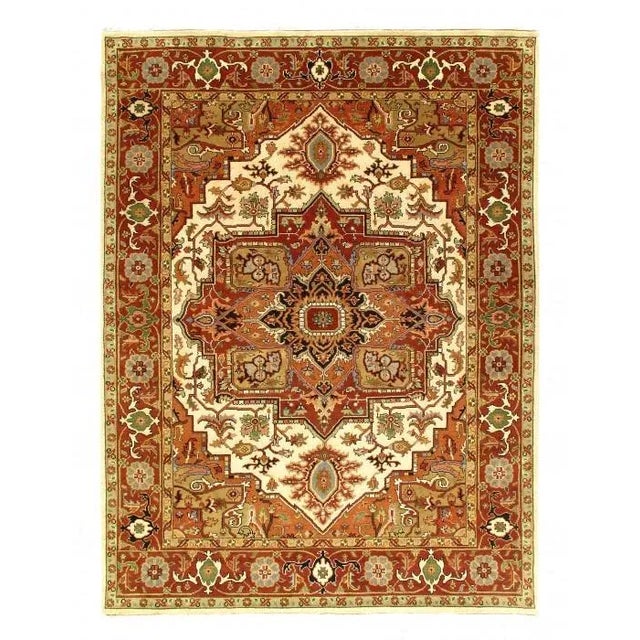 Textile Pasargad Beige Fine Hand-Knotted Serapi Design Rug- 7′11″ × 9′11″ For Sale - Image 7 of 7