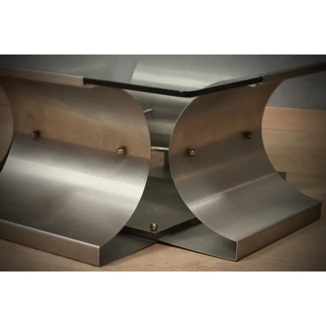 Mid-Century Modern Mid-Century Steel and Glass Coffee Table by Francois Monnet, 1970s For Sale - Image 3 of 10