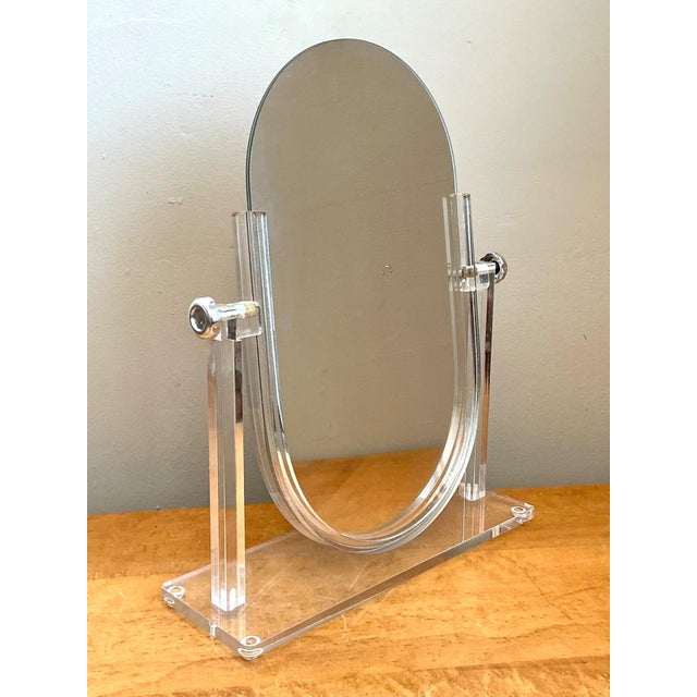 Transparent Vintage Lucite Vanity Mirror For Sale - Image 8 of 9