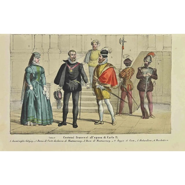 French costumes at the time of Charles IX is a lithograph made by Auguste Wahlen in 1844. Hand colored. Good condition. At...