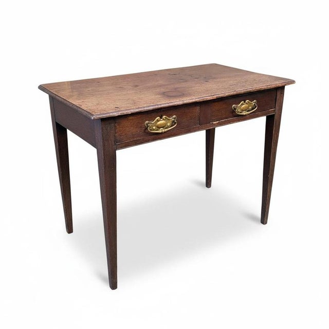 Antique Oak Desk with Brass Handles For Sale - Image 9 of 9
