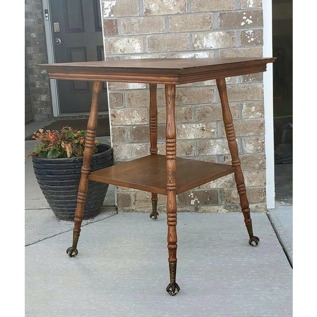 American Antique Parlor Table W/ Marble Talon Glass Feet 1900's Original Condition For Sale - Image 3 of 8