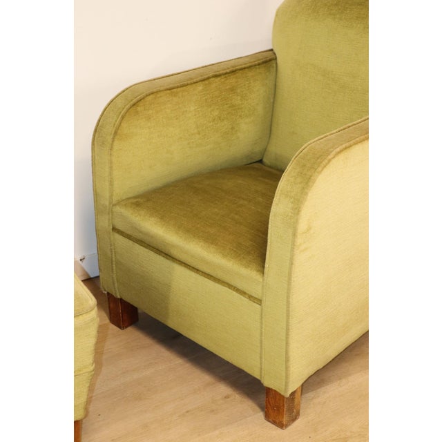 Vintage Velvet Armchairs with Ottoman, 1950s, Set of 3 For Sale - Image 12 of 18