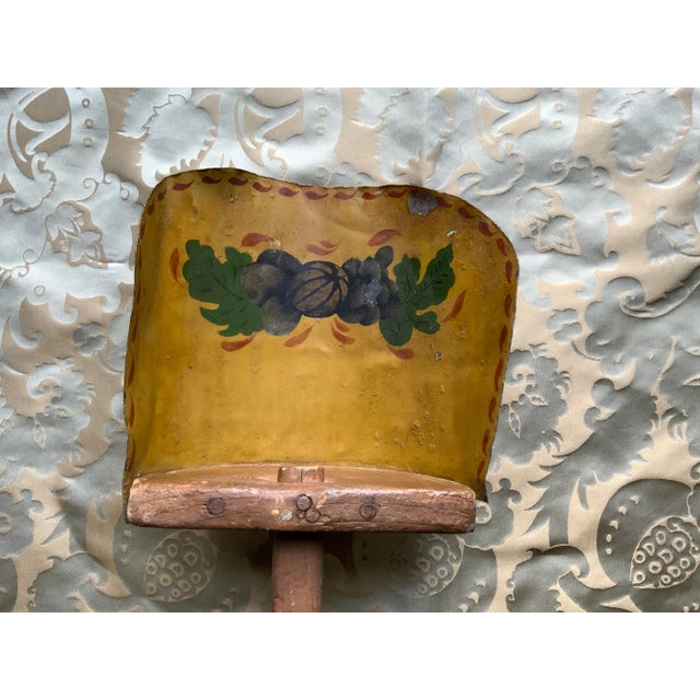 Antique Hand-Painted Toleware Grain Scoop with Wooden Handle - Chippy Farmhouse Style A charming piece of authentic...