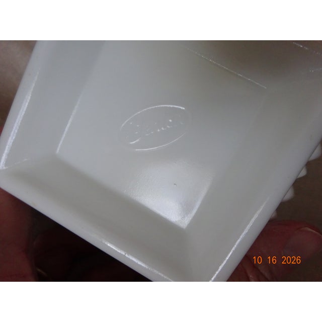 1970s Fenton White Hobnail Milk Glass Square Planter/Candy Dish For Sale - Image 4 of 5