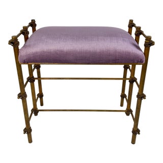 Gilt and Velour Vanity Bench For Sale