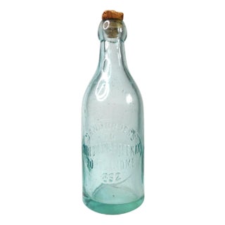 Antique 1892 Murdoch & Freeman, Portland Maine Aqua-Tinted Blob-Top Pint Bottle For Sale