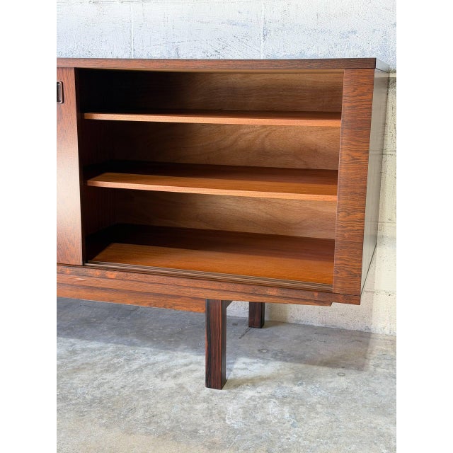 Rosewood Sideboard Long Sliding Door Credenza Denmark Mid-Century Modern 1960s For Sale - Image 13 of 14