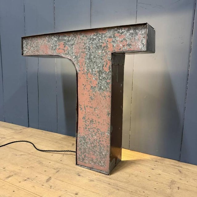 Large Zinc Letter T with Lighting from America For Sale - Image 9 of 18