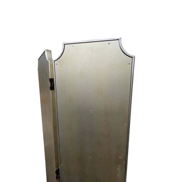 Silver Hollywood Regency Venetian Mirrored Screen Room Divider 3 Panel Silver Gilt For Sale - Image 8 of 10