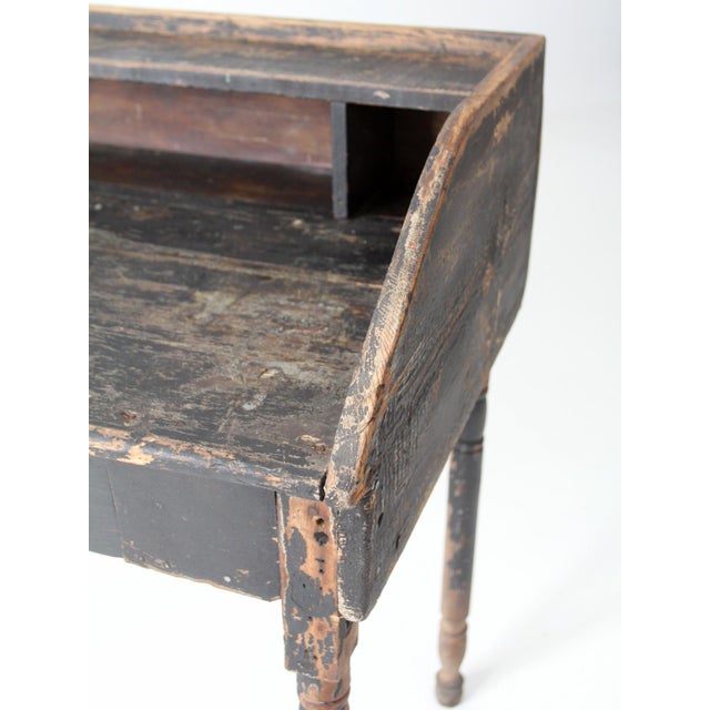 Antique Primitive Painted Wood Writing Desk With Cubbies For Sale - Image 10 of 18