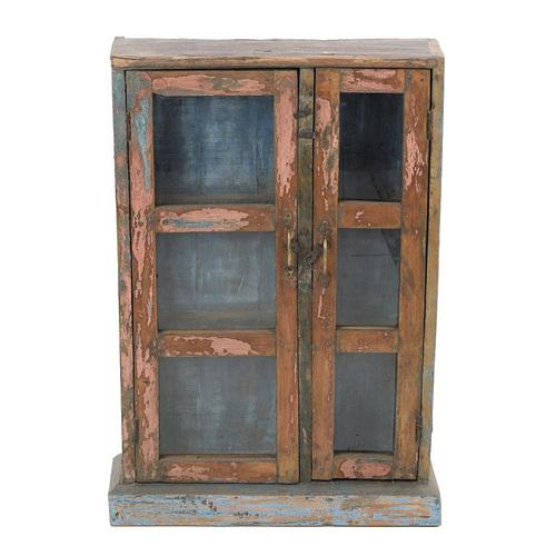 Showcase Cabinet in Patinated Solid Wood For Sale - Image 3 of 10