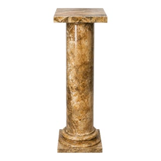Early 20th Italian Polished Siena Marble Pedestal Column With Warm Toned Veining For Sale